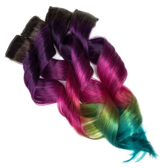 14 inch Purple Rainbow Color Melt Remy Clip in Human Hair Extensions